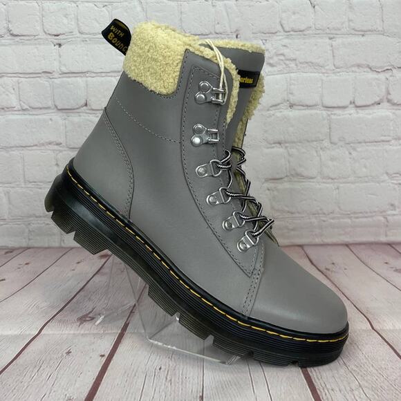 Dr. Martens Combs With Faux Fur Lined Utility Grey Boots Women’s Size 9 - Picture 2 of 12